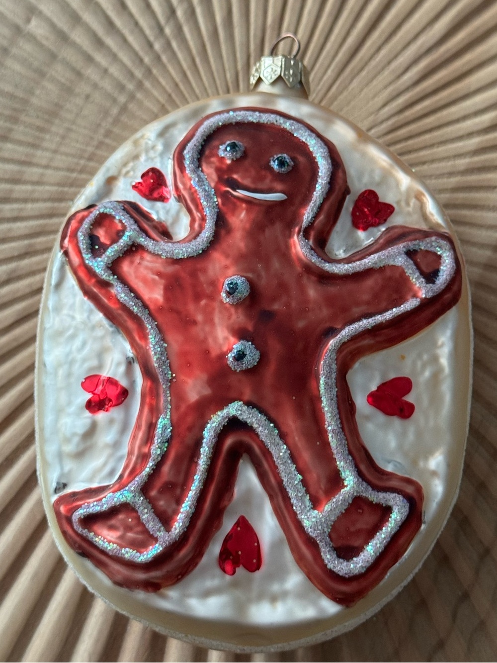 Vintage Christopher Radko "Ginger Hearts" glass Christmas ornament from 1995